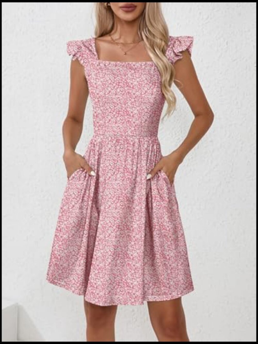 Polyester Spandex Summer Casual Sundress with Pockets Floral Print - Picture 2 of 7